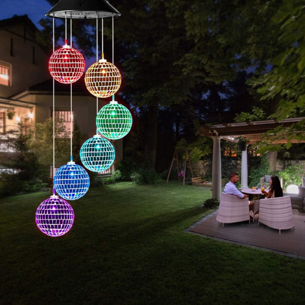 Solar Wind Chime Mobil hængende LED-lys Farveskiftende Wind Chime Fødselsdagsgave til mor Mor L