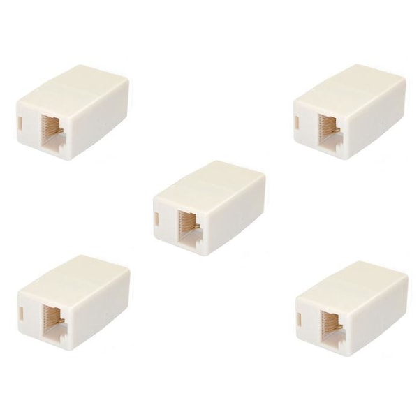 5 kpl Verkkokaapelin jatko-/liittimet RJ45 Cat5 beige