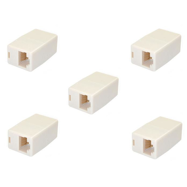 5-pak netværkskabel forlængere / stik RJ45 Cat5 beige