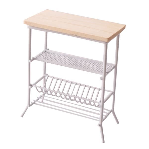 【YD】1:12 Dukkehus Simulation Mini Køkken Jern Display Hylde til C White