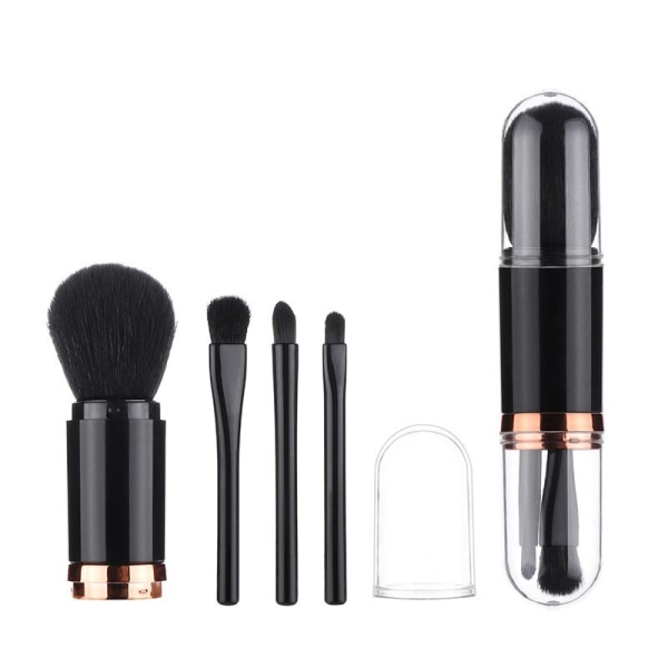 4st/ set 4 i 1 infällbar sminkborste Bärbar Black Gold