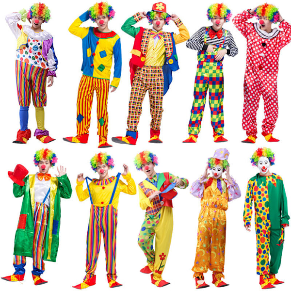Voksen klovnekostumer til Halloween, jul, fødselsdage og fester - mænd og kvinder - performance kostumer Vertical stripe clown