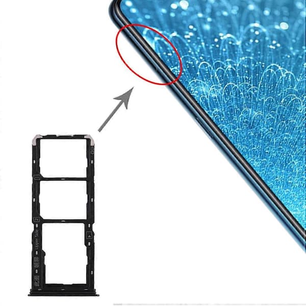 For Vivo S1 SIM-kortskuff + Micro SD-kortskuff Black