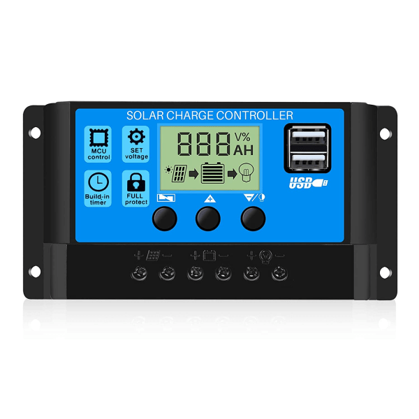 30A Solar Charge Controller med LCD-skärm