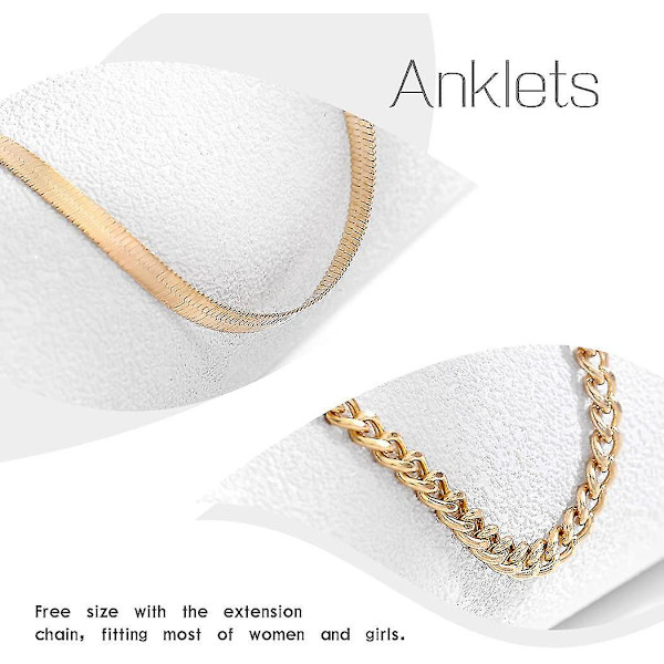 Anklet Gold Fishbone Ankelarmband Layered Anklet Set
