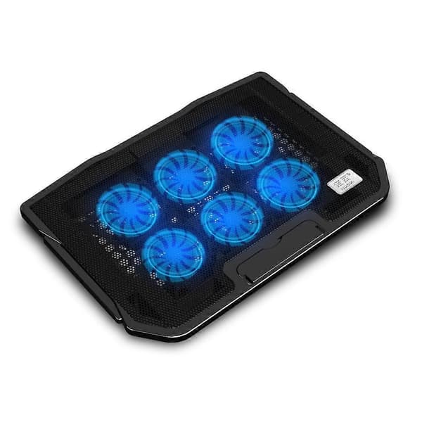 NUOXI H9 Notebook Radiator Computer Base Fan Bracket Pad 6 Fans Sort Svart