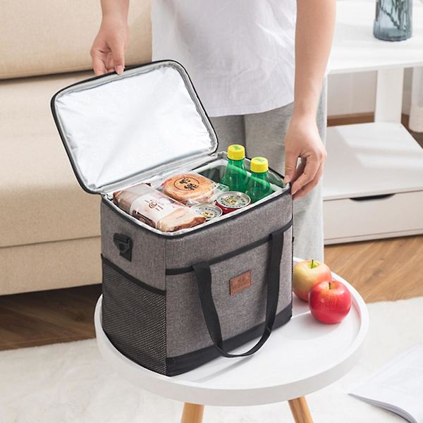 Lunchväska 15l/25l Isolerad Lunchbox Soft Cooler Kylväska Gray 25L