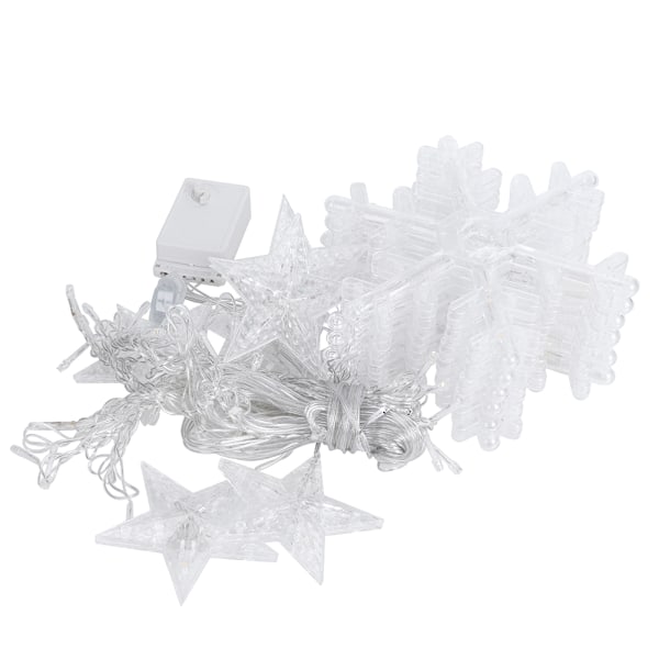 138 LED Varme Hvite Snø Stjerner Gardin Lysstreng med 8 Moduser for Bryllup & Bursdagsfest Vindu Dekorasjon - EU Plugg