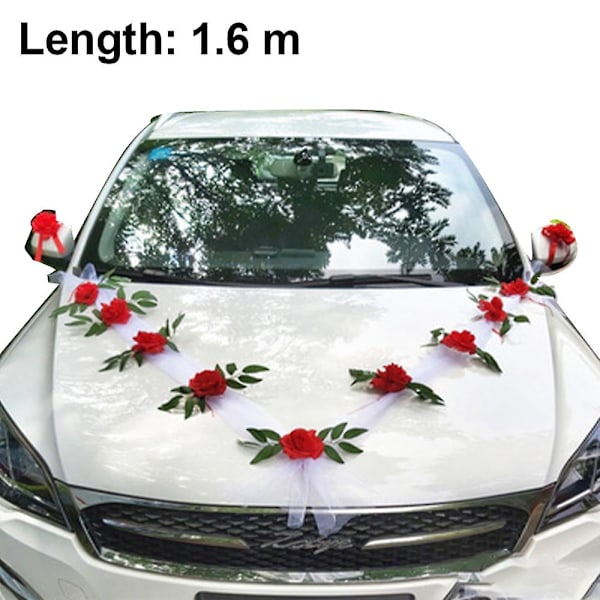 Bröllopsbil Blomma tallrik Ribbon bågar Set med plysch björn
