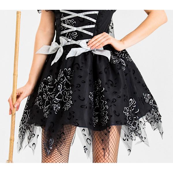 Halloween Karnevalsspel Kläder Spets Häxa Skogsalv Prinsessa Klänning Smink Scenframträdande M