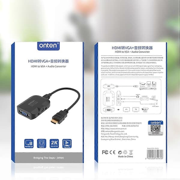 Onten 35165 HDMI til VGA + Optisk Audio Konverter til Højttaler / TV / Computer Not Specified