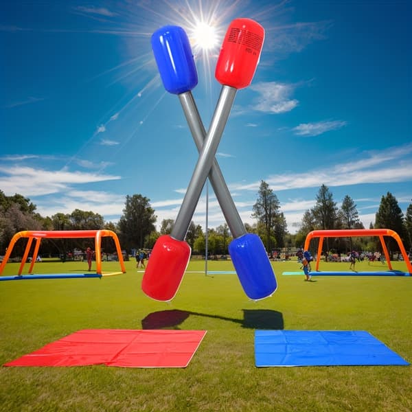 [YD]Uppblåsbart boxningsset med pinnar och dynor för fester 2pcs Mat + 2pcs Rods