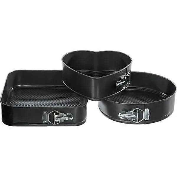 【YD】3-delt Springform Bakepanne Sett, Non-stick Bakepanner, Svart