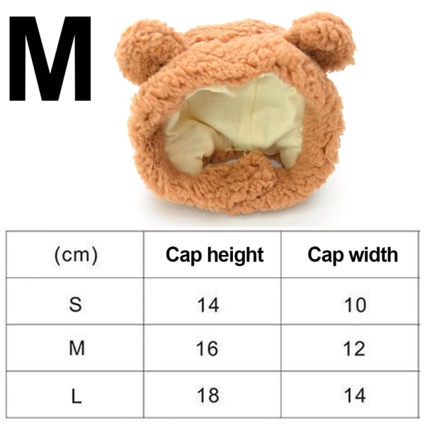 Tecknad Bear Form Pet Cap Kattunge Hatt Husdjursmaterial Brown M