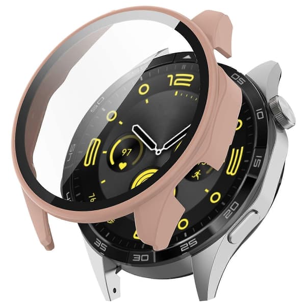 PC+härdat glas integrerat smartklockfodral Pink For Honor Watch 4 Pro