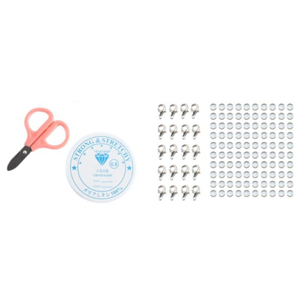 3mm Glaspärlor Set med Sax, Karbinhake, Stretchtråd - DIY Hantverkskit för Smyckestillverkning med 24 Fack