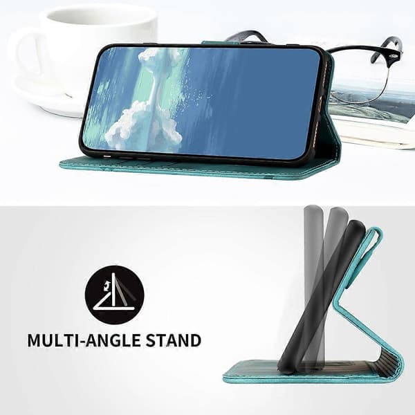 【Ny】 Telefonfodral i läder med linjemönster och hudkänsla Light Blue For Sharp Aquos R9 Pro