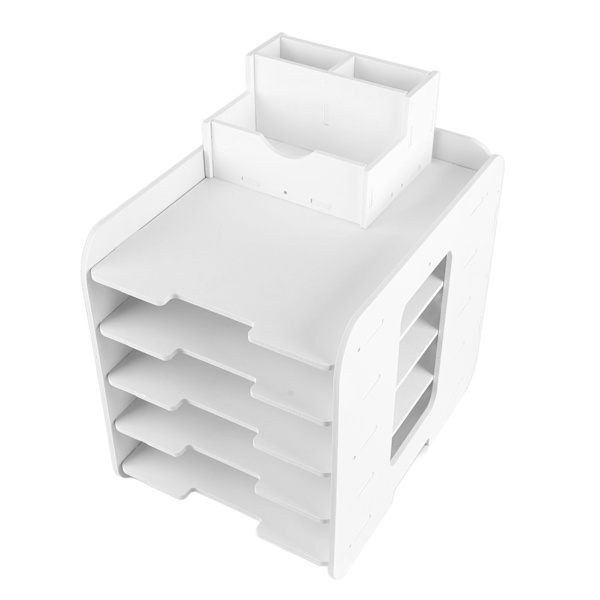 Skrivebordsfilhylle 5-lags Moderne Plast Bordplate Papirdokumentarrangør for Studie Kontor