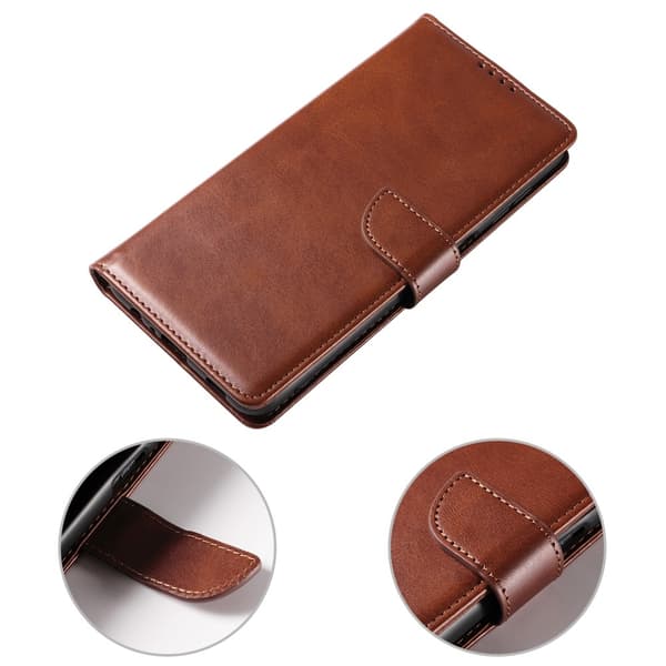 【YD】Galaxy S23 Ultra Deksel Solid Skinn Brun 80