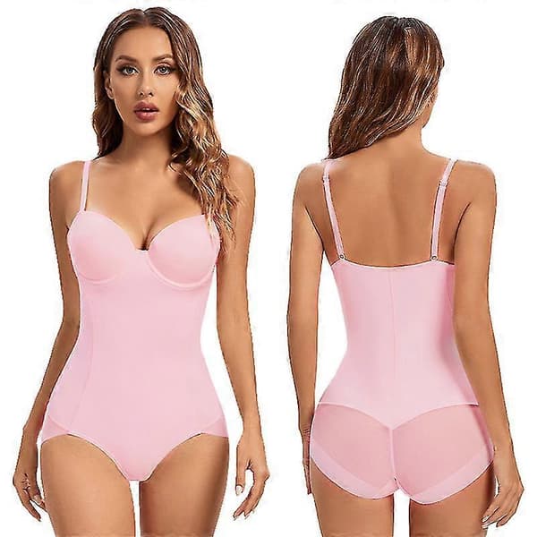 【YD】Underwire White Bodysuit Women Shapers Stretch Solid Silky Lingerie Bodysuits White M