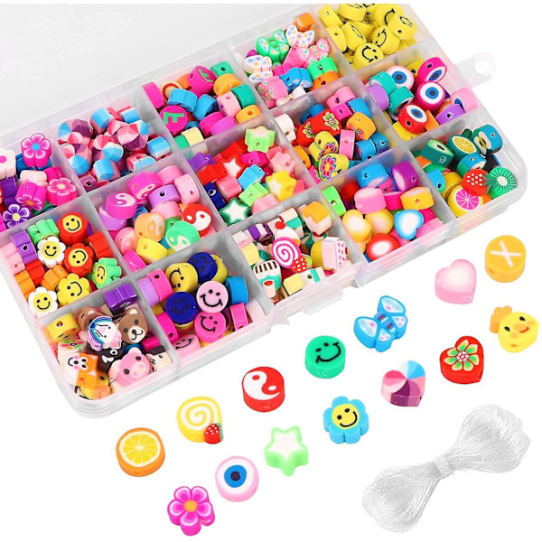 300 st Polymer Clay Beads, frukt Smiley Handgjorda pärlor