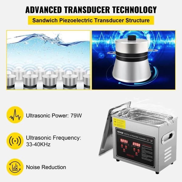 【YD】3L ultralydsrenser - VEVOR - Digital ultralydsvasker med timeropvarmning