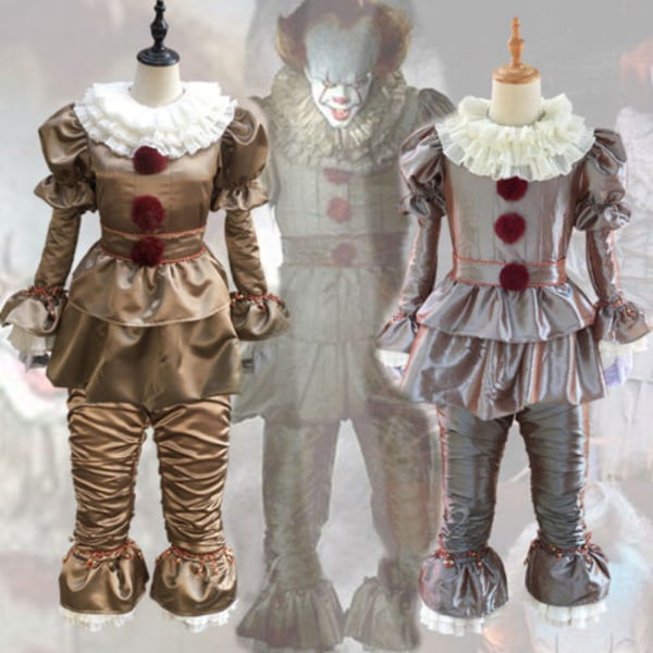 Halloween Cosplay Stephen King's It Pennywise Clown Mask Costume Gold Kid M
