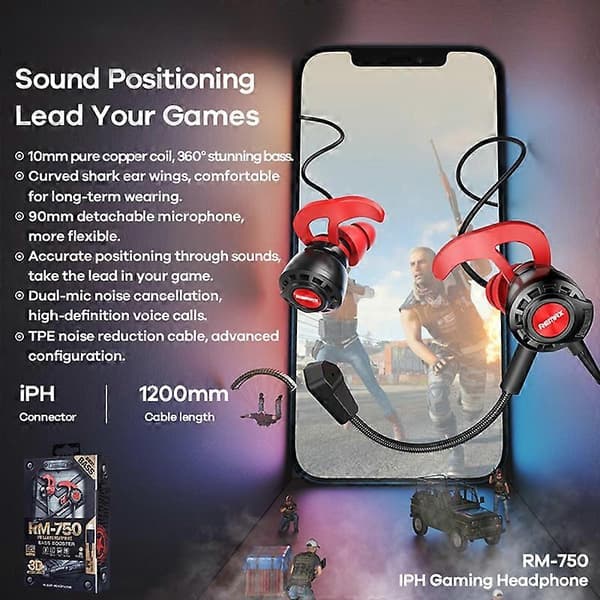 REMAX RM-750 8PIN Interface Gaming Earphone Not Specified