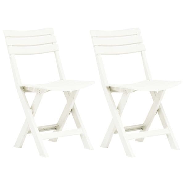 【YD】vidaXL Sammenleggbare hagestoler 2 stk plast hvit White Vit