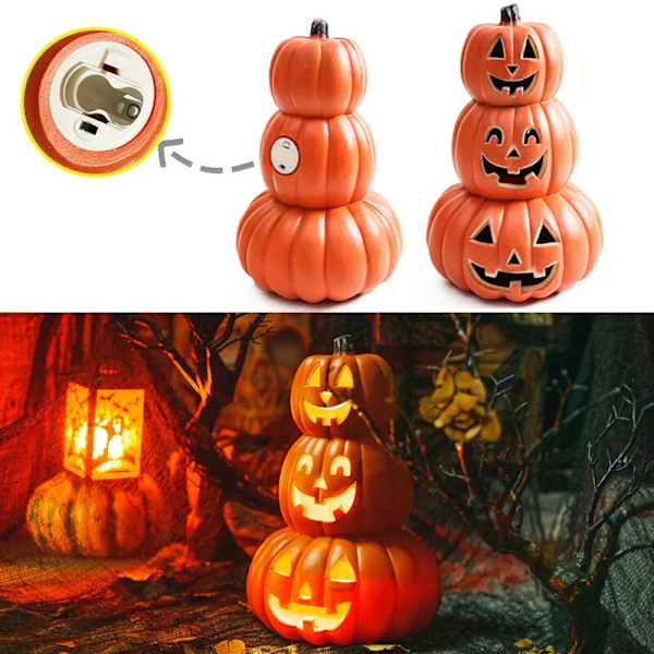 Halloween gresskar LED lyspære kreativ lanterne dekorasjon oransje 24*34cm