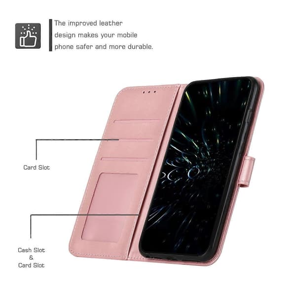 (Ny) För Tecno Camon 18 Premier Sömnad Kalv Textur Spänne Läder Telefonfodral Pink