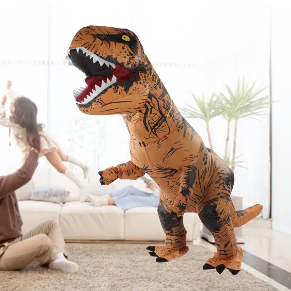 Dinosauriekostym T Rex Uppblåsbar Dinosaurieblåsningsdräkt för Halloween Cosplay Party Jul Vuxen 150‑190 cm Brun brown Adult 150‑190cm