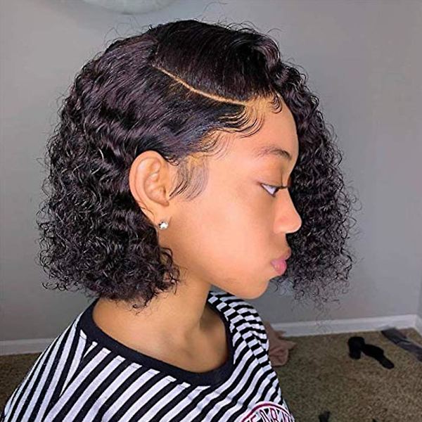 Brazilian Curly Virgin Människohår Peruk Kort Bob Curly Peruk