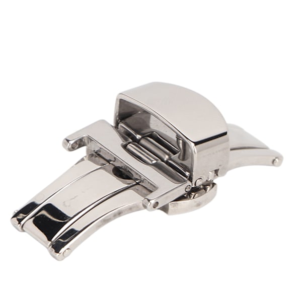 Högglanspolerat silverfärgat spänne i rostfritt stål för klockarmband - Ergonomiskt klockspänne som reservdel för urmakare (16mm)