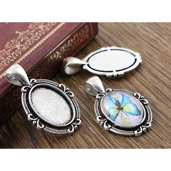 10st13x18mm inre storlek silver brons hänge halsband fynd Bronze