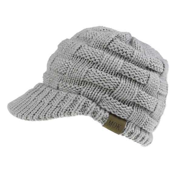 Beanie Tail Varm stickad stökig hög bulle hästsvans hattar Visir Cap grey