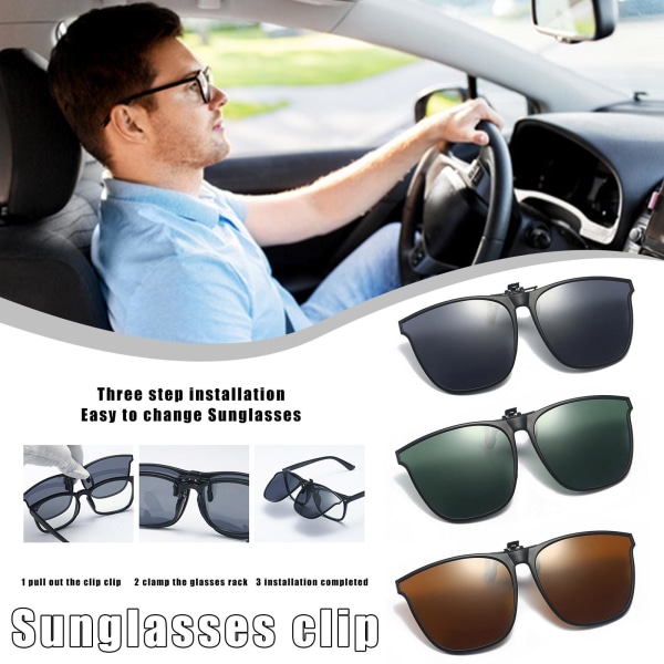 Polarisoitu Clip On Flip Up aurinkolasit Yli Prescription and Readi brown One-size