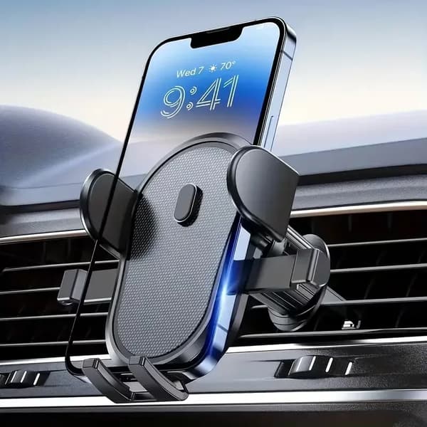 【YD】Adjustable Hands-Free Phone Holder with Metal Hook – One-Button Operation, Durable Structure, Dark Black, Compatible with 17 Pro Max