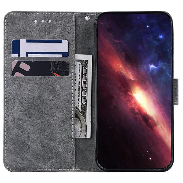 (Ny) Til Tecno Pop 4 Geometrisk Præget Læder Telefoncover Grey