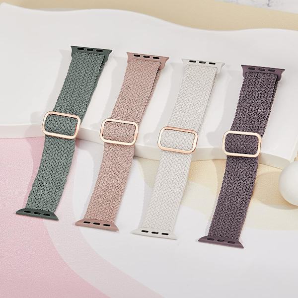 Flätad Stretchy Solo Loop kompatibel för Apple Watch Band 4pcs 1 38/40/41mm