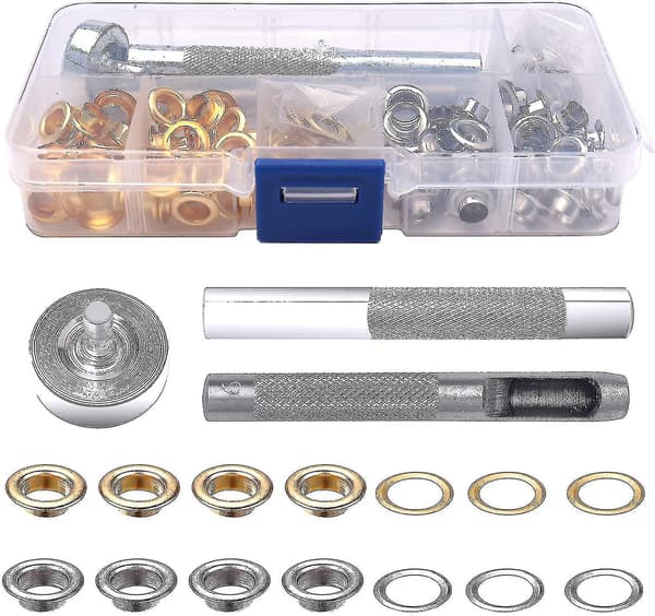 【YD】100 pcs Eyelet Set, 6mm Metal Sewing Eyelets with 3 Eyelet Tools