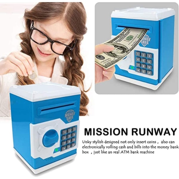 Digitalt kassaskåp Liten kassaskåp banklås bankomat för barn blue
