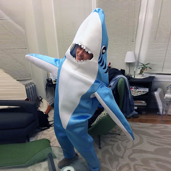 Halloween Jumpsuit Cosplay Kostym Shark Stage Kläder M