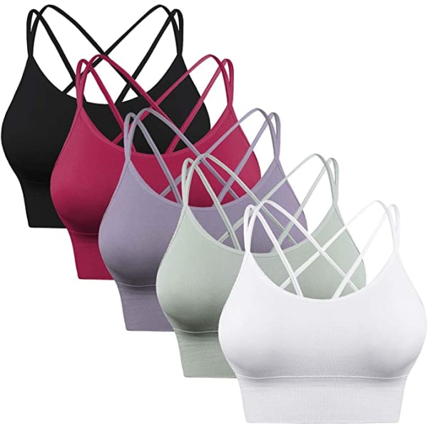 5 st Sport-BH för kvinnor med korsad rygg för Yoga Fitness Training XL