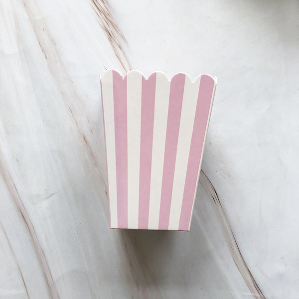 120 st printed popcornlådor Pink vertical bars