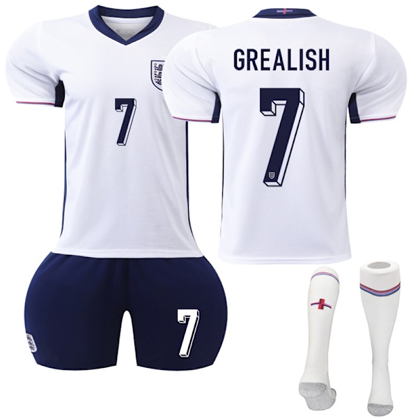 2425 Europæisk Cup England hjemme nr. 7 trøjesæt egnet til voksne børns fodbolduniformer + sokker 3XL