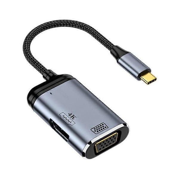 Y001 3-i-1 USB-C/Type-C till VGA+HDMI+USB-C/Type-C ljudadapterkabel Not Specified