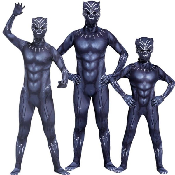 Black Panther Kid Cosplay Party Costume Superhelt Fancy Dress Up 7-8 Years