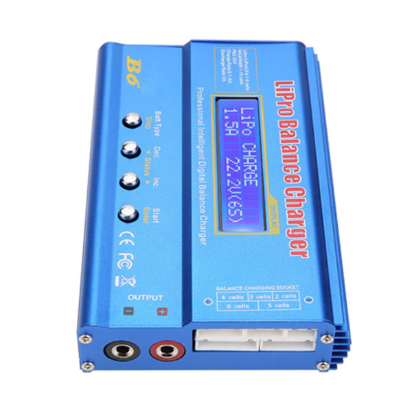 80W Digital LCD Balanselader Discharger for LiPo NiMH RC Batteri - Blå og Svart
