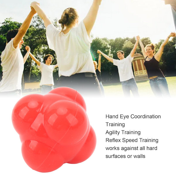 Bounce Reaction Balls för hand Ögonkoordination Reflex Speed ​​Agility Träningsutrustning för baseball Fotboll Basket Röd